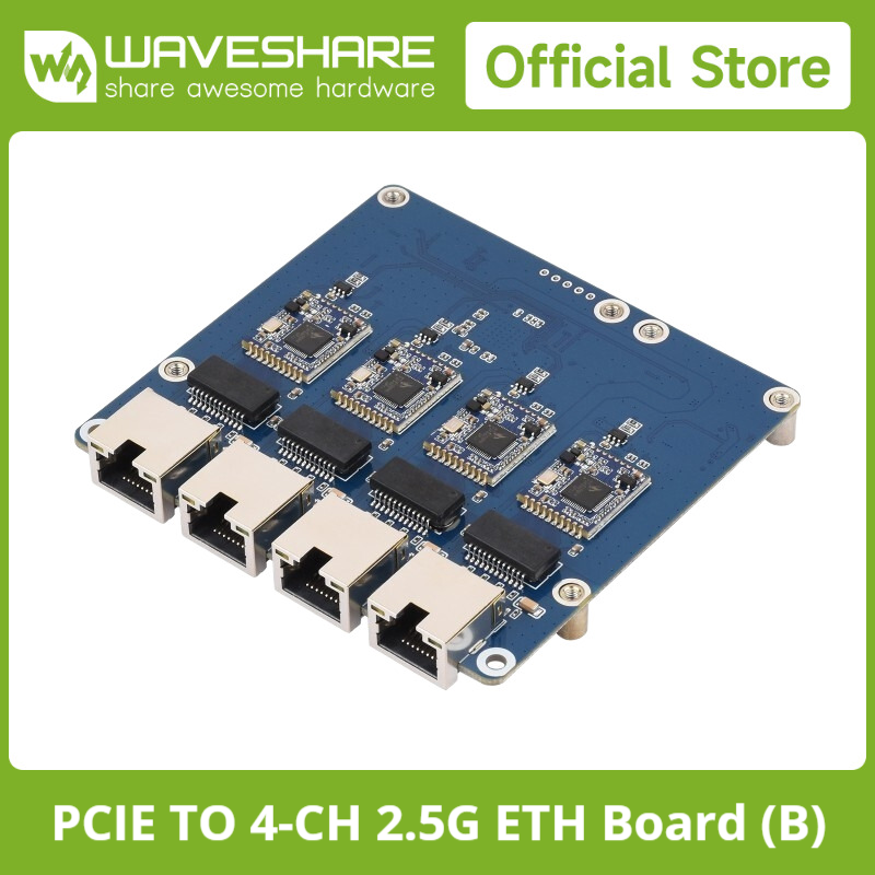 Raspberry Pi 5 - Waveshare PCIe TO 4-Ch Gigabit /