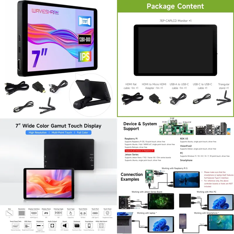 Raspberry Pi 5 - for Aismartlink Waveshare 7 Inch 1280x800