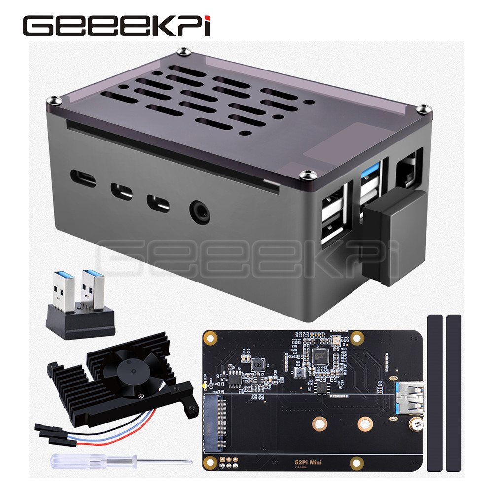 Pi 4 Case - GeeekPi Aluminum Brick Case Black Shell