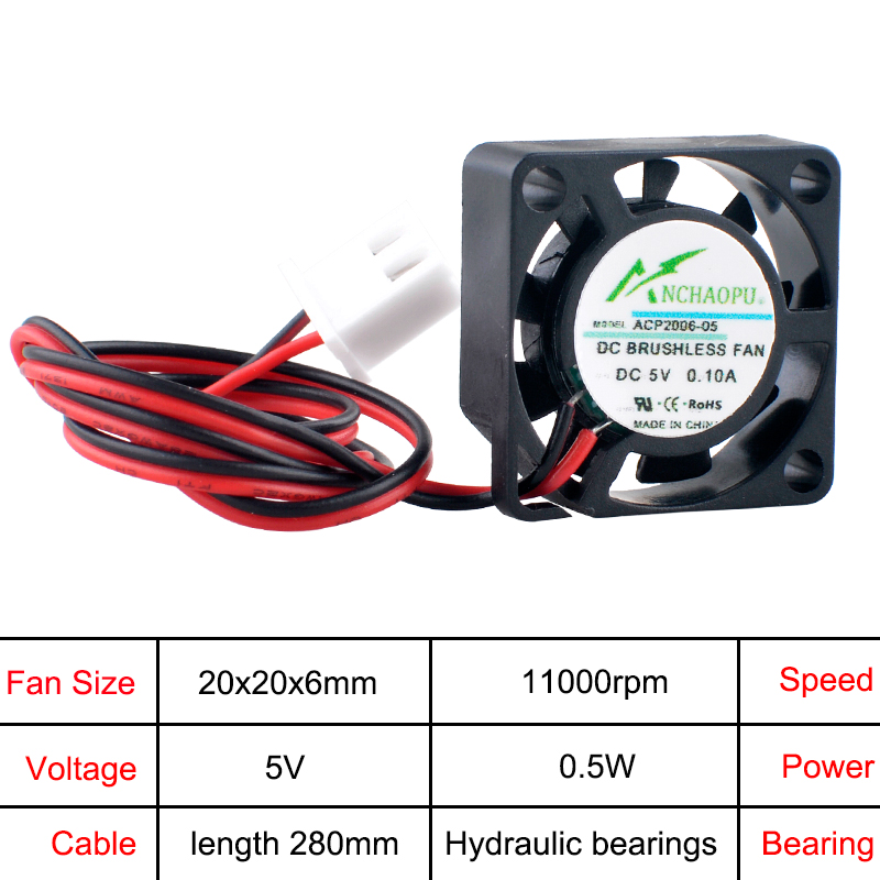 ANCHAOPU ACP2006 2cm 20mm Fan  - Pi Cooler 评论和价格