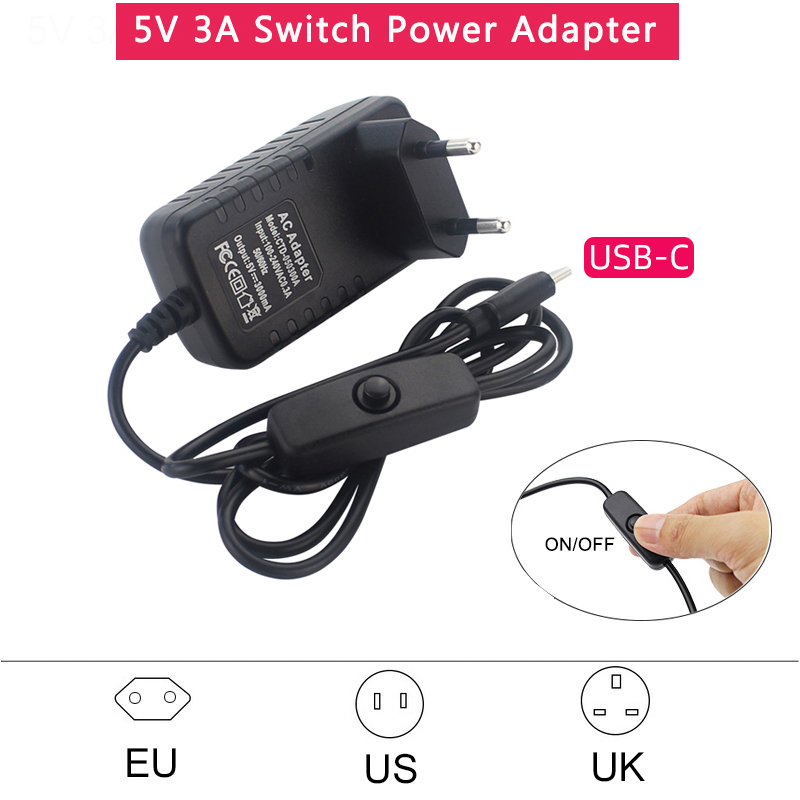 5V 3A Power Supply with ON/OFF - Pi Power Supply 评论和价格