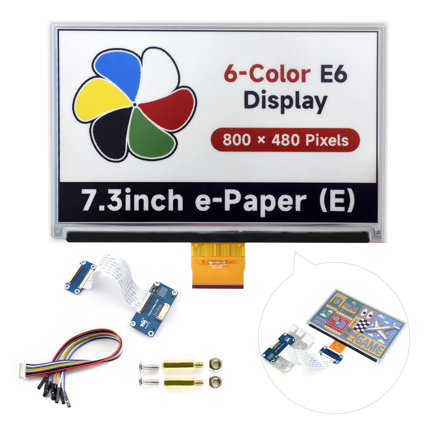 Waveshare 7.3inch 6-Color E-Pa - Pi Display 评论和价格
